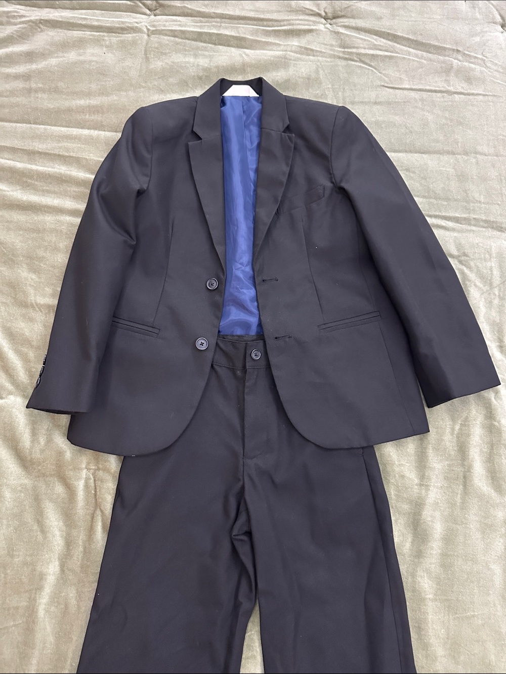 Cat & Jack Boys Black Suit Jacket and Pants with Blue Lining